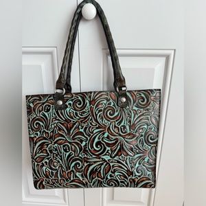 Patricia Nash turquoise tooled purse